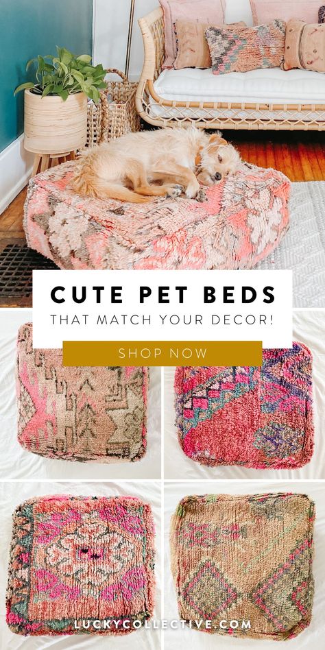 Bohemian Dog Bed, Boho Pet Room, Dog Beds Small Dogs, Diy Dog Bed Cushion, Cute Dog Beds For Medium Dogs, Pretty Dog Bed, Puppy Home Ideas, Quilted Dog Bed, Dog Apartment