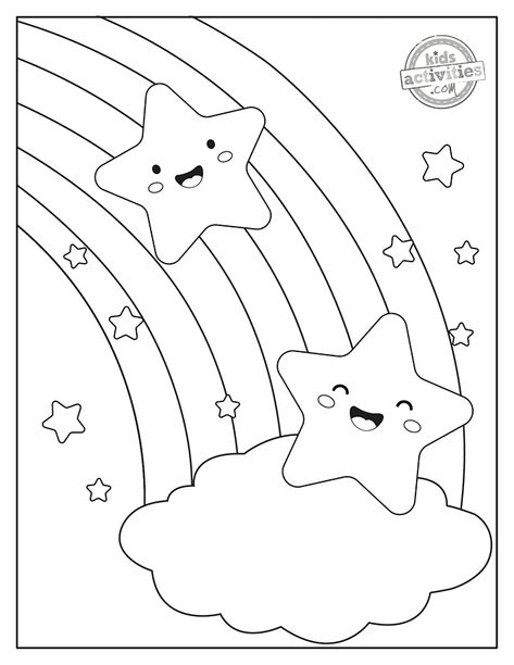 Star Coloring Sheet, Cute Stars Drawing, Star Coloring Pages Free Printable, Coloring Pages For Girls Kids, Sketching For Kids, Happy Coloring Pages, Stars Coloring Pages, Kids Activity Sheets, Fun Sheets