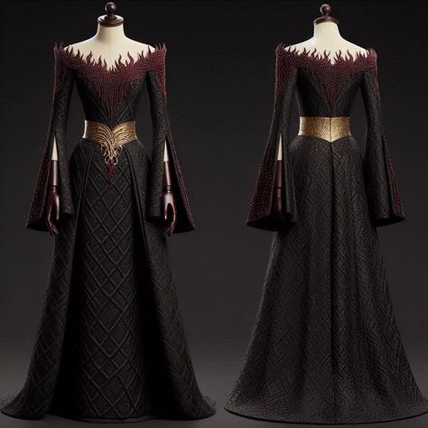 House Targaryen Fashion, Targaryen Style Dress, Heleana Targaryen Dresses, Dragon Outfit Design, House Of The Dragon Outfit Inspiration, Dragon Queen Aesthetic, House Of The Dragon Inspired Dresses, Targaryen Outfit Dresses, House Of The Dragon Outfit Ideas