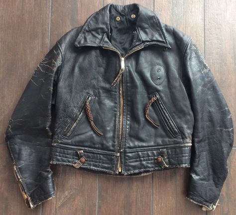 Beautiful 50's horsehide police jacket.  #vintagepolicejacket #vintageleatherjacket 50s Leather Jacket, Police Jacket, Vintage Biker Jacket, Clothing Basics, Police Motorcycle, Aachen Germany, Biker Lifestyle, Riders Jacket, Leather Jacket Style