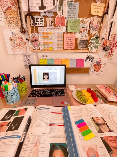 Desk Organization Small Spaces, Desk Top Organization Ideas, Cute Dorm Desk, Med Student Room, Education Major Aesthetic, College Dorm Desk Ideas, Desk Organization Makeup, Desk Organization Ideas Aesthetic, Dorm Desk Ideas