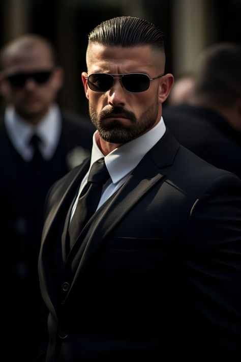 Step into the world of unwavering protection with Alex, a vigilant bodyguard, who maintains a determined and self-controlled demeanor, ensuring your safety is their top priority. 🕶️👊 His resolute expression reflects the professionalism and dedication that define his role. 💼🔒 📸 Explore the world of security and unwavering commitment with us on Pinterest. Follow now for more exclusive glimpses into the lives of dedicated protectors like Alex! 📷🛡️ #SecurityGuard #Photography #Portrait Celebrity Bodyguard Aesthetic, Bodyguard Security Aesthetic, Bodyguard Security Outfit, Bodyguard Aesthetic Male, Mafia Aesthetics Boss, Bodyguard Aesthetic, Bodyguard Security, Bodyguard Romance, Faded Beard Styles