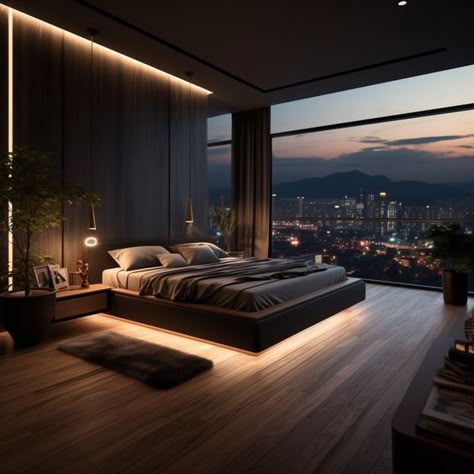 Fabulous Bedrooms, Dark Modern Bedroom, Japanese Style Bedroom, Fairytale Life, Bedroom Ideas Luxury, Luxe Bed, Hiasan Bilik Tidur, Aesthetic House, تصميم داخلي فاخر