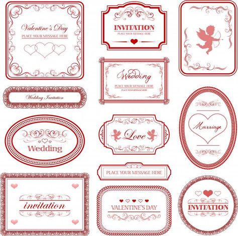 Border Vector, Papel Vintage, Scrapbook Printing, Valentines Patterns, Labels Printables Free, Love Pattern, Ornament Frame, Vintage Typography, Vintage Labels