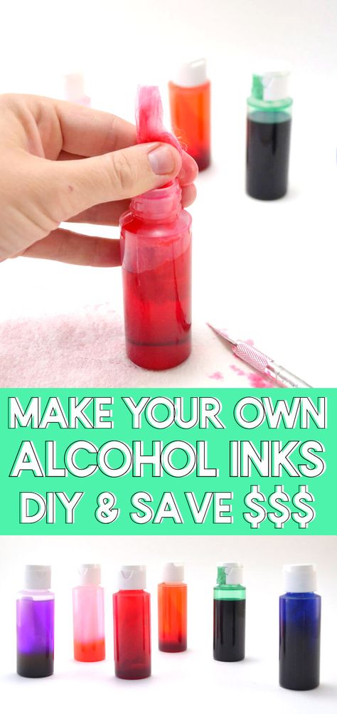 Alcohol inks can be really expensive. Luckily there is a DIY option for frugal crafters... Get in on these homemade alcohol inks, a super easy project that will save you money! Make Your Own Alcohol, Making Alcohol, Homemade Alcohol, Alcohol Ink Crafts, Ink Crafts, Wine Bottle Diy Crafts, Wine Bottle Diy, Alcohol Ink Painting, Alcohol Ink Art