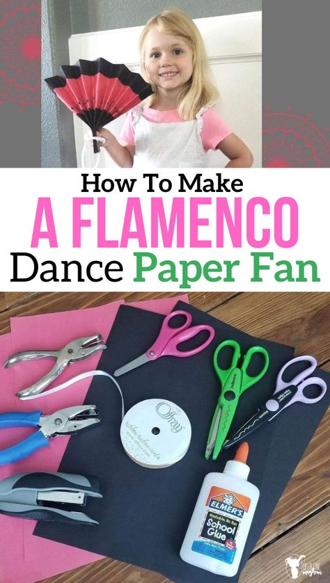 Learn more of the culture of Spain by creating a Flamenco dance paper fan!  Simple fun activity, with book ideas, links to Flamenco dancers and more!! Spain Day At School, Spain World Thinking Day, Spain Eyfs Activities, Spain Activities For Preschool, Spain Crafts For Preschool, Spain Art Projects For Kids, Hispanic Heritage Month Activities Prek, Spain Activities For Kids, Spanish Crafts For Kids