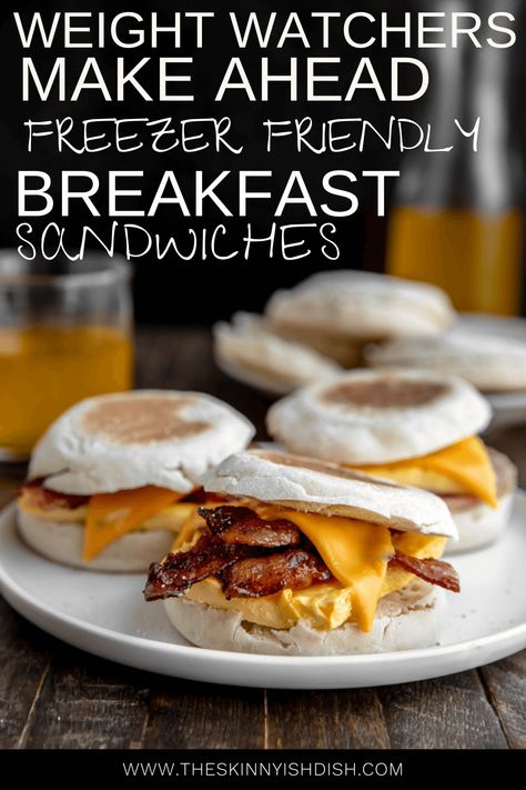 Mornings just got easier when you learn how to make these Make Ahead Freezer Friendly Breakfast Sandwiches! English Muffins loaded with an egg, cheese and topped with your favorite breakfast meat. You now have a quick, yummy, grab and go breakfast that’s so much more healthy AND budget friendly than the drive-thru! #makeahead #freezerfriendly #breakfastsandwich #ww Healthy English Muffin, Freezer Friendly Breakfast, English Muffins Sandwich, Spicy Sandwich, Easy Breakfast Sandwich, Healthy Breakfast Sandwich, English Muffin Recipes, Breakfast Sandwich Recipes, Breakfast Meat