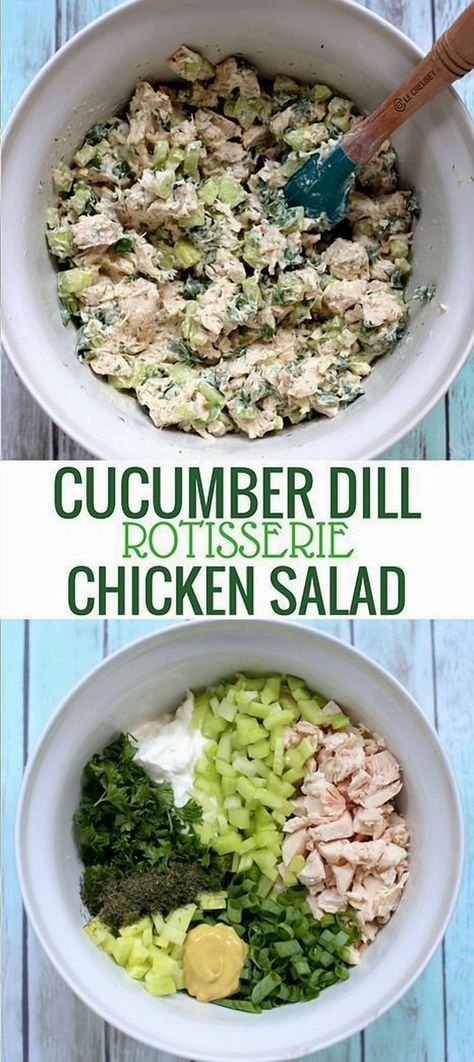 Transform your lunchtime routine with this vibrant Greek Yogurt Chicken Salad featuring crisp cucumber and aromatic dill. This refreshing dish combines tender chicken with the creamy tang of Greek yogurt, offering a healthier twist on a classic favorite. Perfect for meal prep or a light dinner, this salad is not only delicious but also packed with protein and fresh flavors. Ideal for those seeking a nutritious and satisfying meal, it's sure to become a staple in your recipe collection. Salad With Cucumber, Dill Chicken, Greek Yogurt Chicken Salad, Yogurt Chicken Salad, Greek Yogurt Chicken, Rotisserie Chicken Salad, Yogurt Chicken, Power Salad, Cucumber Dill