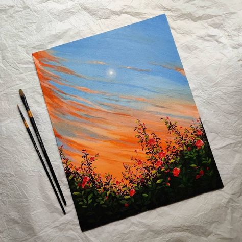 Paintings For Passed Loved Ones, Love Themed Paintings, Huge Canvas Painting Ideas Aesthetic, Aesthetic Gouache Art Easy, Painting Ideas On Large Canvas, Acrylic Painting Canvas Aesthetic, Acrilyc Paintings Ideas, Easy Gouache Painting Ideas, Landscape Paintings Easy