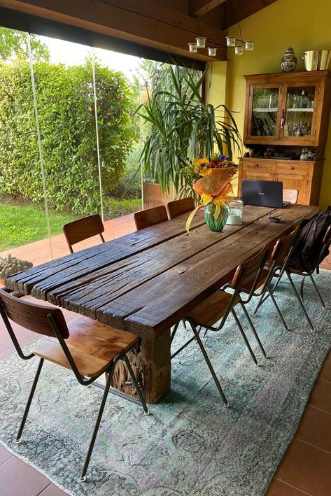 Reclaimed Wooden Dining Table, Raw Wooden Table, Dining Table Raw Wood, Dining Table Reclaimed Wood, Raw Wood Dining Room Table, Unique Dinner Table Designs, Raw Wood Table Dining, Dining Table Rustic Modern, Dining Table Wood And Metal