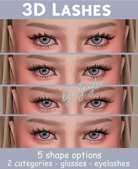 Please enjoy!  5 Shape options  They are in 2 categories, glasses, eyelashes. If you have any problems, please report them to my telegram channel.  download Sims 4 Cc Mm Eyelashes, Sims 4 Lashes Update, Sims 4 Cc Finds Lashes, Custom Content Sims 4 Makeup, Sims 4 Cc Lashes Skin Details, Sims Lashes Cc, The Sims 4 Cc Lashes, Eyelashes Sims 4 Cc, Lashes Sims 4 Cc