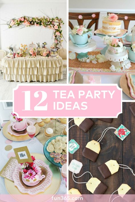 We've collected our favorite tea party ideas from DIY teapot centerpieces to tea bag cookies! Get inspired to throw you own sweet tea party. Kitchen Tea Decor Ideas, Tea Party Craft Ideas For Adults, Tea Time Decor, Fall Tea Party Centerpieces, Diy Tea Party Decorations Dollar Stores, Budget Tea Party, Tea Party Centerpiece Ideas Diy, Diy Tea Party Decorations Dollar Tree, Tea Party Wall Decor