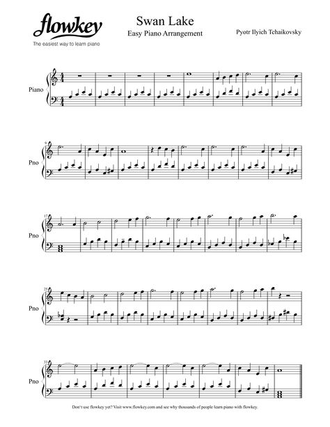 Peter Tchaikovsky : Swan Lake (Easy piano arrangement for beginners) - Free Piano Sheet Music from flowkey. Learn piano the simplest with flowkey.com/en - try for free! #piano #sheet #music #education #beginner Swan Lake Piano Sheet Music Easy, Piano Pieces For Beginners, Swan Lake Piano Sheet Music, Free Piano Sheet Music Printables Easy, Swan Lake Piano, Tchaikovsky Swan Lake, Free Music Worksheets, Learn Piano Fast, Popular Piano Sheet Music