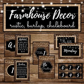 Farmhouse Classroom Decor - Rustic wood, Burlap, Shirlap Rustic Classroom Decor, Farmhouse Classroom Decor, Farmhouse Classroom, Boho Farmhouse Decor, Teacher Favorites, Drawer Labels, Classroom Decor Bundle, Teacher Helper, Powerpoint Format