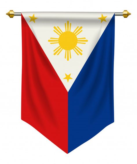 Philippines pennant | Premium Vector #Freepik #vector #banner #icon #badge #flag Flag Philippines Design, Philippine Flag Logo Design, Philippine Flag Background Design, Philippine Flag Art Design, Philippine Flag Logo, Ph Flag, Flag Of The Philippines, Miss Universe National Costume, About Philippines