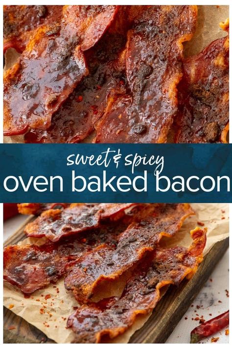 Flavored Bacon In The Oven, Brown Sugar Pepper Bacon, Brown Sugar Bacon In Oven, Flavored Bacon Recipes, Bacon Oven Baked, Oven Cooked Bacon, Curing Bacon, Spicy Bacon, Oven Baked Bacon