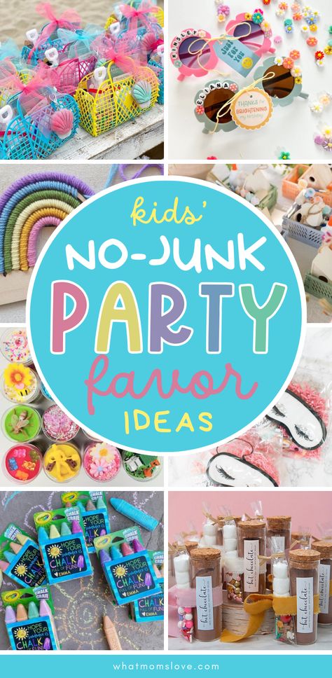 No junk party favors for kids. Unique and useful things to put in goody bags for your kid's birthday party. Parents and kids will love these creative birthday party favors including cheap DIY kits, fun food, toys and keepsakes. Great ideas for all ages, from toddlers to tweens and teens. Cheap Goodie Bags For Kids Party, Kids Birthday Bags Goodies Party Gifts, 3rd Birthday Goodie Bag Ideas, Birthday Goodies Ideas, Kindergarten Party Favors, Useful Birthday Party Favors, 1st Birthday Party Goodie Bag Ideas, 4 Year Birthday Party Favors, Cheap Goodie Bag Ideas