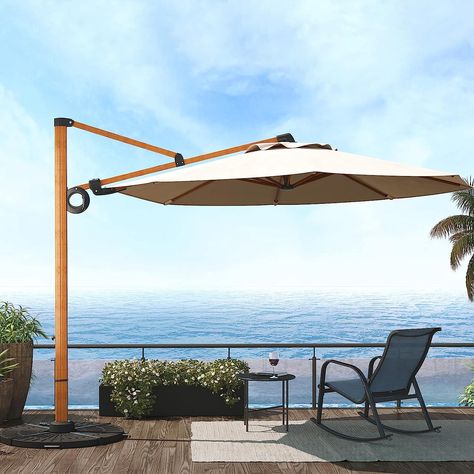 Best Patio Umbrella, Faux Wood Grain, Cantilever Patio Umbrella, Offset Patio Umbrella, Offset Umbrella, Patio Style, Outdoor Furniture Sofa, Cantilever Umbrella, Aluminum Patio