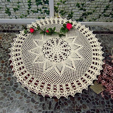 Amazon.com: janef Beige Handmade Crochet Doilies Cotton Table Cloth Lace Doilies Round Lace Tablecloths Crochet Tablecloth 22 Inches. : Home & Kitchen Handmade Crochet Hook, Crochet Lace Doily, Damask Tablecloth, Mantel Redondo, Crochet Table Runner, Lace Table, Shabby Chic Vintage, Crochet Tablecloth, Lace Doilies