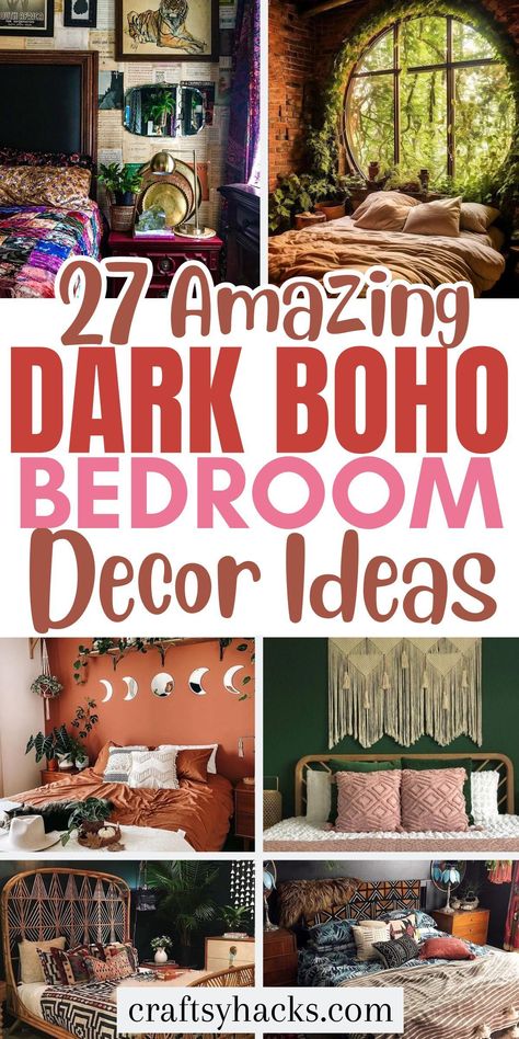 Elevate your bedroom with our dark ideas that seamlessly blend boho bedroom decor with the artistry of bohemian decorating. Explore how dark colors and bohemian style can transform your space into a mystical haven. Boho Bedroom With Dark Wood Furniture, Indigo Bedroom Ideas, Dark Boho Bedroom Ideas, Dark Teal Bedroom Ideas, Blue Boho Bedroom, Dark Boho Bedroom, Dark Bedroom Furniture, Modern Boho Bedroom, Dark Boho