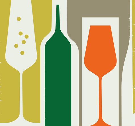 Wine Pattern, Cocktail Pattern, Bo Lundberg, Cocktail Illustration, Wine Logo, Mid Century Illustration, Wine Poster, Pix Art, Illustration Adobe Illustrator