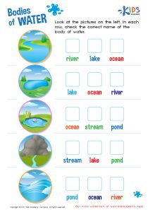 Bodies of Water Worksheet Bodies Of Water Activities Preschool, Uses Of Water Worksheet For Kids, Bodies Of Water Worksheet, Bodies Of Water Activities, Water Activities Preschool, Water Worksheet, Landforms And Bodies Of Water, Water Lessons, Water Unit