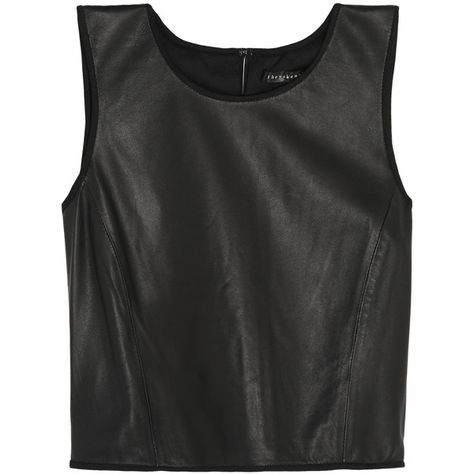 Theyskens' Theory Borty cropped leather tank (£138) ❤ liked on Polyvore featuring tops, shirts, crop tops, tank tops, black, loose tank tops, black crop top, black shirt, black crop tank and crop tank Tank Tops Black, Leather Tank Top, Shirts Crop Tops, Theyskens Theory, Leather Crop Top, Shirts Crop, Black Cropped Tank, Loose Tank, Loose Tank Tops