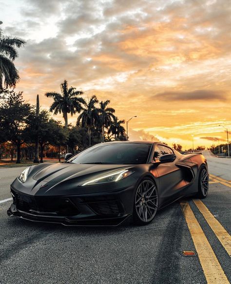 Corvette Stingray Aesthetic, Corvette Zr1 Black, Corvette C7 Black, Black Corvette Aesthetic, All Black Corvette, Modded Corvette, Blacked Out Corvette, Matte Black Corvette, Aesthetic Corvette