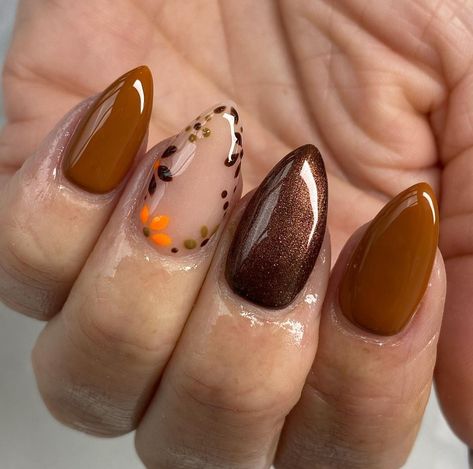 Fall Nail Art Ideas, Simple Fall Nails, Fall Gel Nails, Fall Nail Art Designs, Fall Acrylic Nails, Makijaż Smokey Eye, Thanksgiving Nails, Get Nails, Fall Nail Art