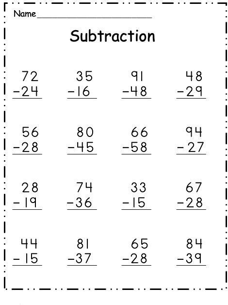 Borrowing Subtraction Worksheet For Grade 2, Subtraction With Regrouping Worksheets, Math Subtraction Worksheets, Worksheet Math, Regrouping Subtraction, Subtraction With Regrouping, Math Addition Worksheets, First Grade Math Worksheets, Math Subtraction