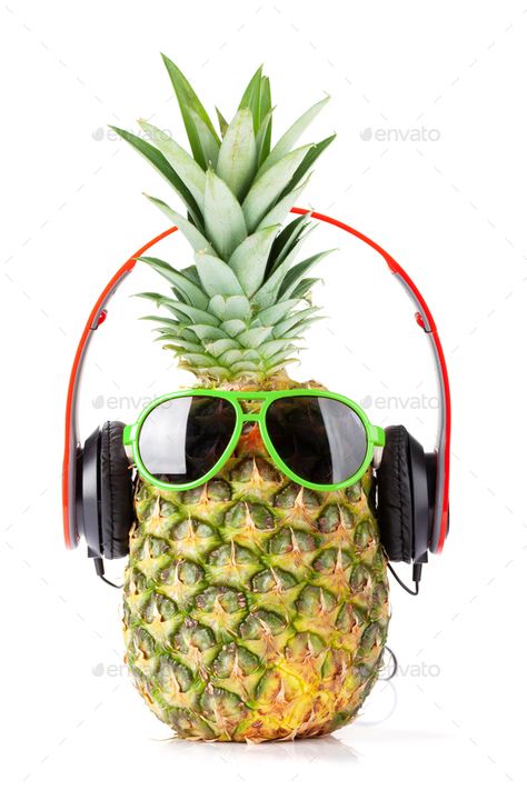 Sunglasses And Headphones, Pineapple With Sunglasses, Ripe Pineapple, Wearing Headphones, Wearing Headphone, Business Advertising Design, Business Advertising, Advertising Design, Pineapple