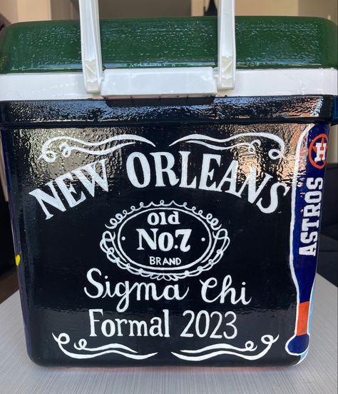 Frat Painting Ideas, Beach Formal Cooler, Formal Cooler Ideas Nola, Nola Cooler Painting, Phi Psi Frat Cooler, Frat Cooler Painting Ideas, Nashville Cooler Formal, Frat Coolers Vegas, Frat Coolers Formal Nola