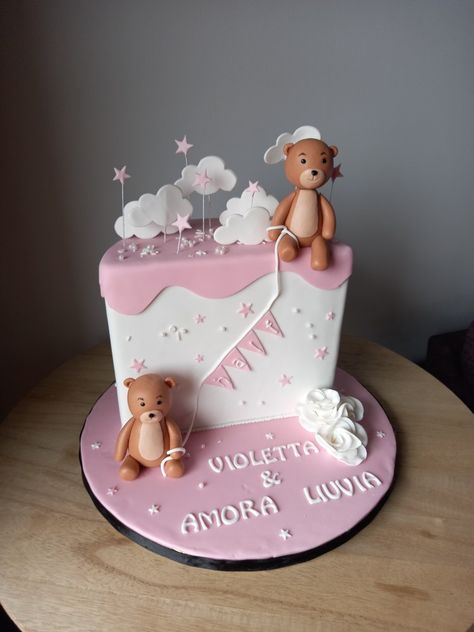 Celebrating 6months with a halfway to One birthday cake for twin girls. Cake For Twins Girls Birthday, Twins Half Birthday, 6 Months Birthday Cake For Girl, Halfway To One Cake, Halfway To One, Half Birthday Cake, One Birthday Cake, Half Birthday Cakes, Twin Birthday Cakes