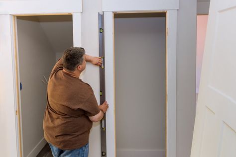 10 Steps to Turn Twin Closets into One Dream Closet 2 Closets Into 1, Two Closets Side By Side, Side By Side Closets, Converting Hallway Closet, Combining Two Closets Into One, Side By Side Closet Remodel, Two Closets Into One, How To Widen Closet Opening, Double Closet Makeover