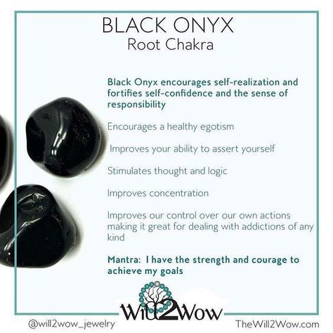 Black Onyx is my favorite stone. I wear it on my body at all times, it keeps me grounded, and keeps me, well, me! What’s your favorite… Gemstone Meanings, Crystal Therapy, Natural Lifestyle, Crystal Healing Stones, Crystal Magic, Crystal Meanings, Healing Jewelry, Root Chakra, Energy Crystals