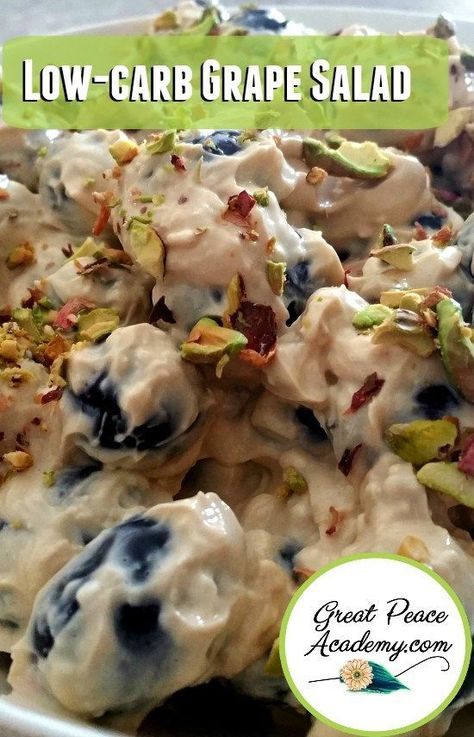 Low-Carb Grape Salad Recipe | GreatPeaceAcademy.com healthy recipes Trim Healthy Mama Diet, Grape Salad Recipe, Grape Recipes, Dinner Side, Grape Salad, Thm Desserts, Low Carb Salad, Sugar Free Low Carb, Family Meal Planning