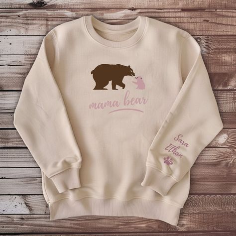 Personalized Mama Bear Sweatshirt with Kid Names on Sleeve | Custom Mother's Day Gift | Kids' Names on Sleeve Mama Bear Sweatshirt, Bear Sweatshirt, Kids Names, Cozy Sweatshirts, Mama Bear, A Mother, Kid Names, Mother's Day Gift, The Family