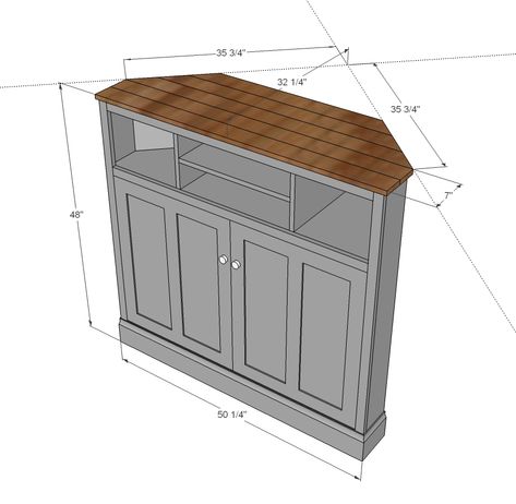 Tall Corner Tv Stand, Small Corner Tv Stand, Media Console Diy, Build A Tv Stand, Tv Stand Plans, Corner Tv Cabinets, Corner Tv Stands, Tv Stand Shelves, Tv Stand Designs