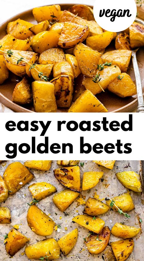 Orange Beets Recipe, Yellow Beet Recipes, Gold Beets Recipe, Yellow Beets Recipe, Recipes With Golden Beets, Easy Roasted Beets, Roasted Beets And Squash, Roasted Golden Beets Recipe, Golden Beet Recipes