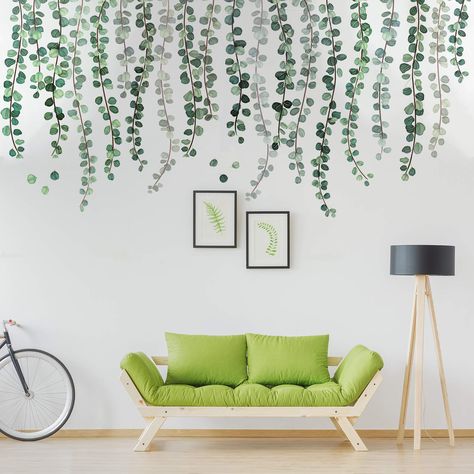 Vine Decal, Decorating With Sticks, Office Mural, Bedroom Decals, Feuille Eucalyptus, Hanging Vines, Vine Wall, Removable Wall Stickers, Flower Wall Stickers