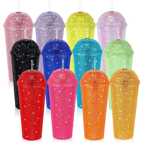 PRICES MAY VARY. Bling Cups Set: you will get 12 pieces of 24oz bling cups in 12 vibrant colors, each equipped with a lid and straw, providing ample options for daily use and sharing Add Some Glamour to Your Day: our rhinestones tumblers are handcrafted with sparkling rhinestones that won't easily fall off, making them the suitable accessory to add some sparkle to your day Reliable and Safe: made of quality plastic, our bling cups are sturdy, wear-resistant, and safe to use; They're also lightwe Diamond Tumbler, Tumbler Care Instructions, Water Bottle Crafts, Rhinestone Tumbler, Studded Tumbler, Rhinestone Cups, Reusable Straws, Small Business Planner, Pet Bunny