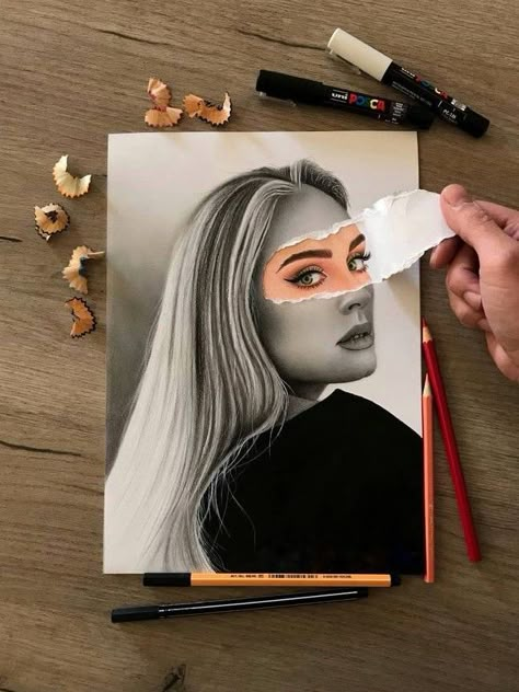 Ideias de desenhos Colour Pencil Drawing Ideas, Pencil Colour Sketches, Easy Charcoal Drawings, Clock Drawings, Human Sketch, Realistic Drawing, Cool Pencil Drawings, Fantasy Drawings, Beauty Art Drawings