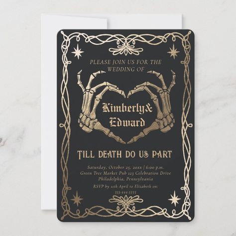 Gothic Skull Hallowedding Retro Wedding Invitation Gothic Wedding Invitations, Digital Invitations Design, Black Wedding Invitation, Retro Wedding Invitations, Invitations Design, Wedding Anniversary Invitations, Black Wedding Invitations, Anniversary Invitations, Gothic Skull