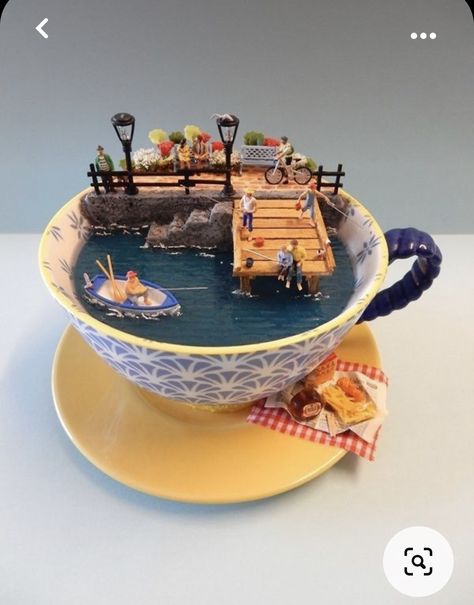 Cup And Saucer Crafts, Tea Cup Art, Teacup Gardens, Teacup Crafts, Cup Crafts, Miniature Rooms, Cup Art, Fairy Garden Diy, Things To Do At A Sleepover