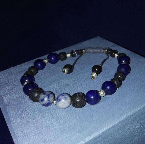 Adjusts 6"-9" Jewelry Black, Hand Crafted Jewelry, Crafted Jewelry, Blue Bracelet, Adjustable Bracelet, Deep Blue, Handcrafted Jewelry, Jewelry Crafts, Black Blue