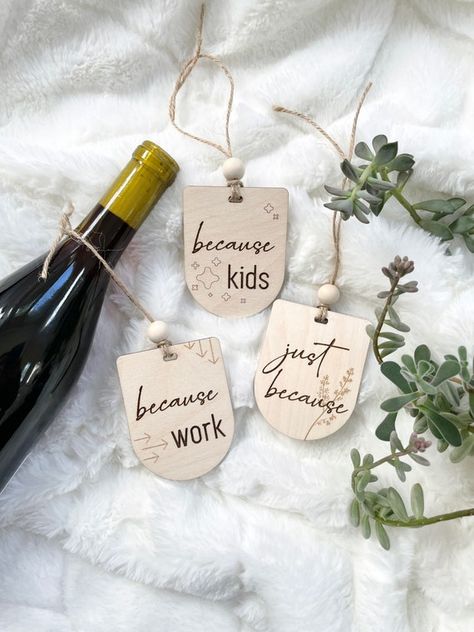 Wine Bottle Gift Tags, Kids Cheering, Bottle Gift Tags, Wine Bottle Tags, Wine Bottle Gift, Bottle Tags, Plant Tags, Wine Tags, Plant Markers