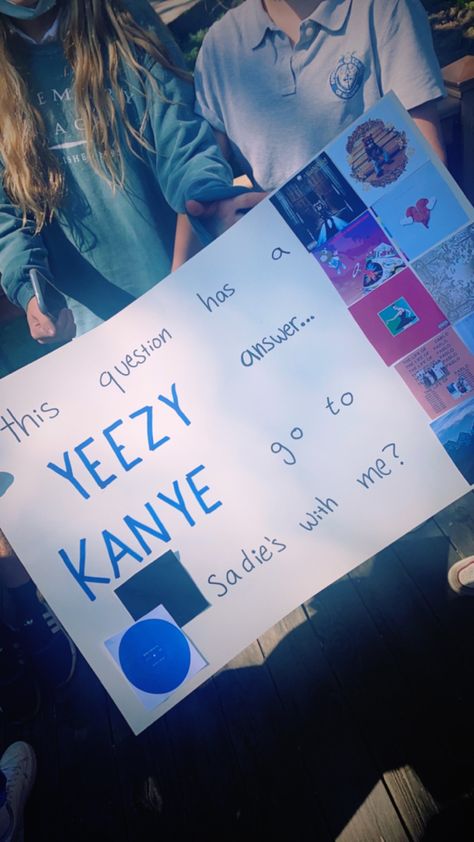 Kanye West Homecoming Proposal, Kanye West Promposal, Kanye Promposal Ideas, Travis Scott Promposal, Sadie Hawkins Dance Proposals, Travis Scott Hoco Proposal, Kanye Promposal, Kanye Hoco Proposal, Twirp Signs