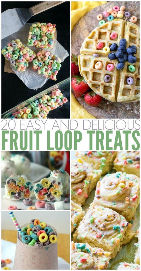 Fruit Loops Cereal Bars, Fruit Loop Recipes Desserts, Fruit Loops Treats, Fruit Loops Cookies, Fruit Loop Snack Ideas, Recipes Using Fruit Loops Cereal, Fruit Loop Dessert, Fruit Loop Recipes, Fruit Loop Cookies