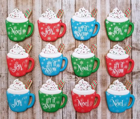 Mug Sugar Cookie, Mug Cookies, Royal Icing Christmas Cookies, Kitchen Cookies, Sugar Cookie Cups, Christmas Cookie Cake, Christmas Sugar Cookie, Christmas Sugar Cookies Decorated, Winter Cookies