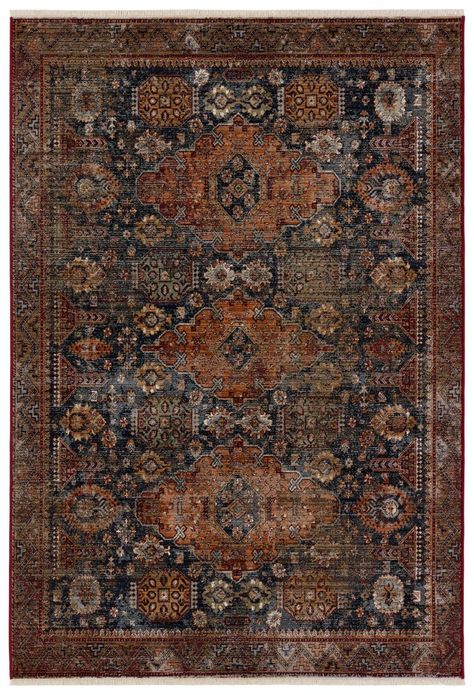 Vibe by Jaipur Living Razia Medallion Navy/ Coral Area Rug (8'X10'6") - RUG148488 Inspired by the vintage perfection of sun-bathed Turkish designs, the Zefira collection showcases detailed traditional motifs that have been updated with on-trend, saturated colorways. The Razia rug boasts a distressed traditional pattern in tones of black, navy, gold, orange, red, and gray. This power-loomed rug features cotton fringe detailing, a natural result of weft yarns, that echoes hand-knotted construction Coral Area Rug, Eclectic Area Rug, Turkish Design, Jaipur Living, Traditional Motifs, Rug Size Guide, Traditional Pattern, Rug Direct, Orange Area Rug